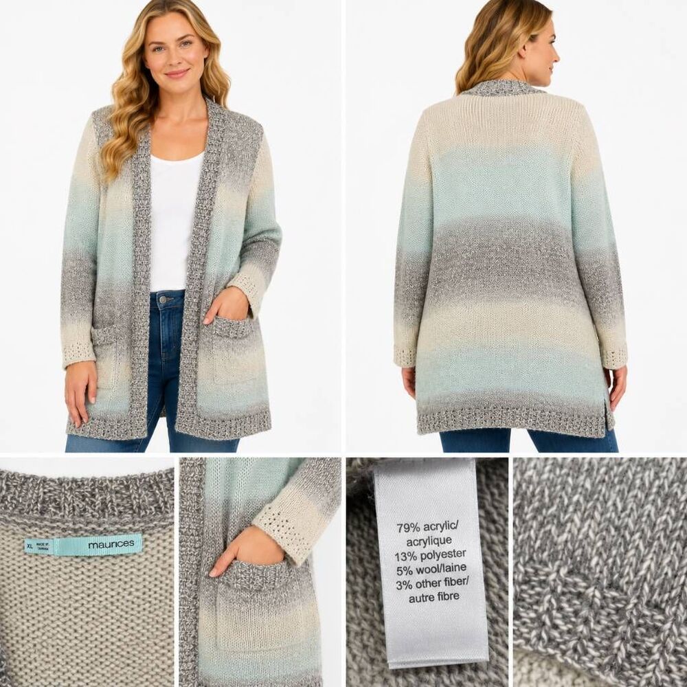 Maurices XL Ombre Knit Open Front Long Cardigan Sweater